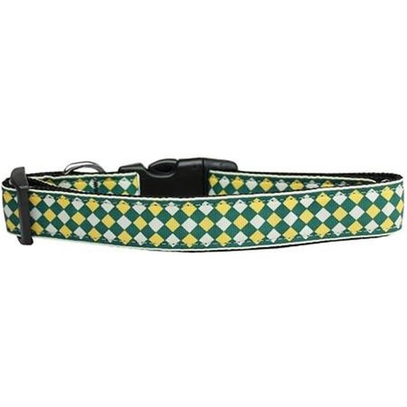 UNCONDITIONAL LOVE Green Checkers Nylon Dog CollarLarge UN751478